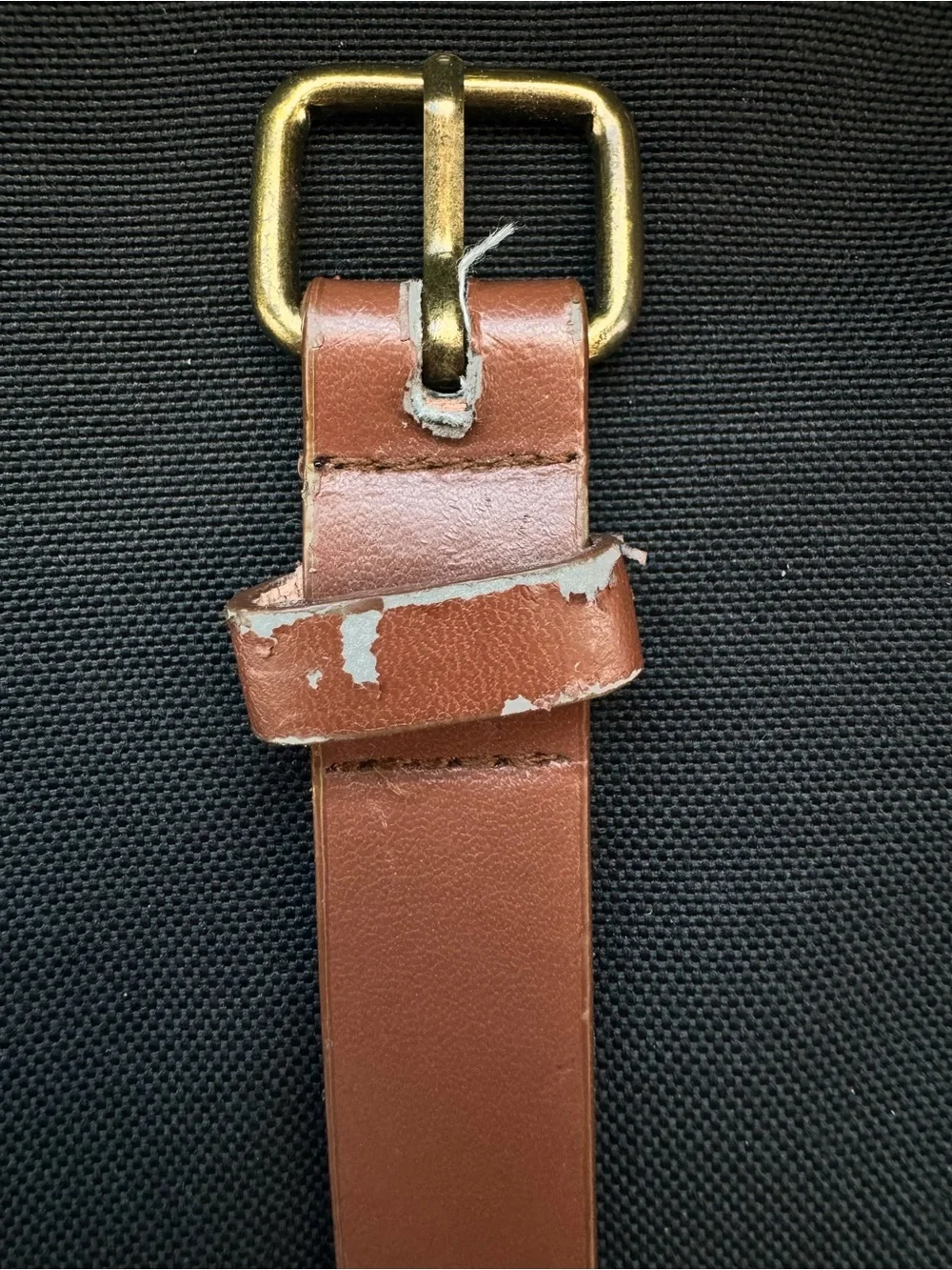 F21 Brown Faux Leather Skinny Belt Brass Buckle Classic Capsule Minimalist Y2K